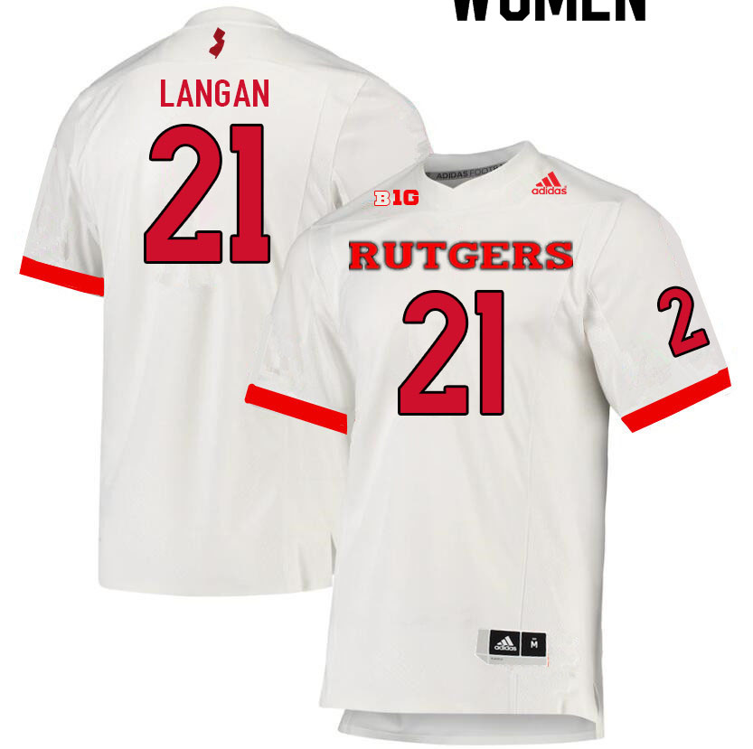 Women #21 Johnny Langan Rutgers Scarlet Knights College Football Jerseys Sale-White - Click Image to Close